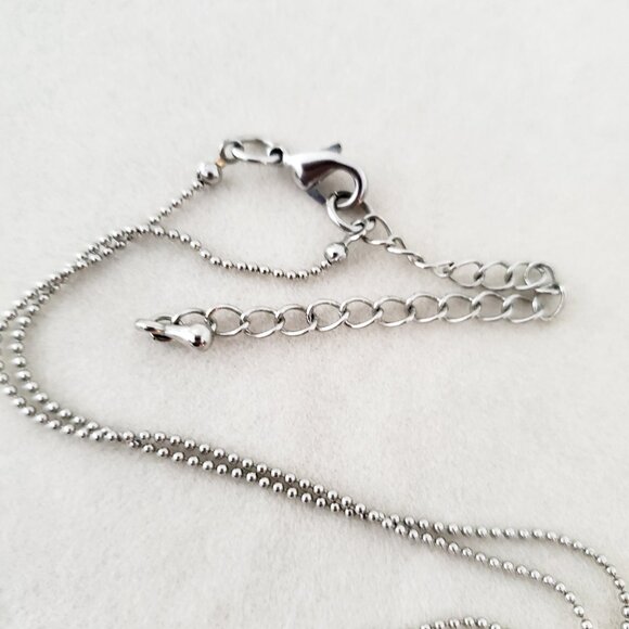 Stunning Blue PAUA SHELL Dragonfly Pendant Necklace Silver Tone Bead Chain - Picture 8 of 8